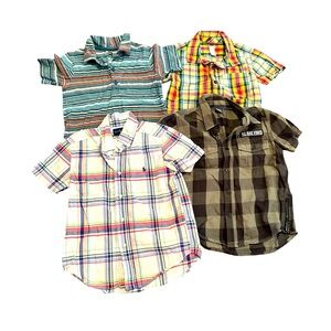 Boys Short Sleeve Button Down Bundle Size 5/6, Tea Collection